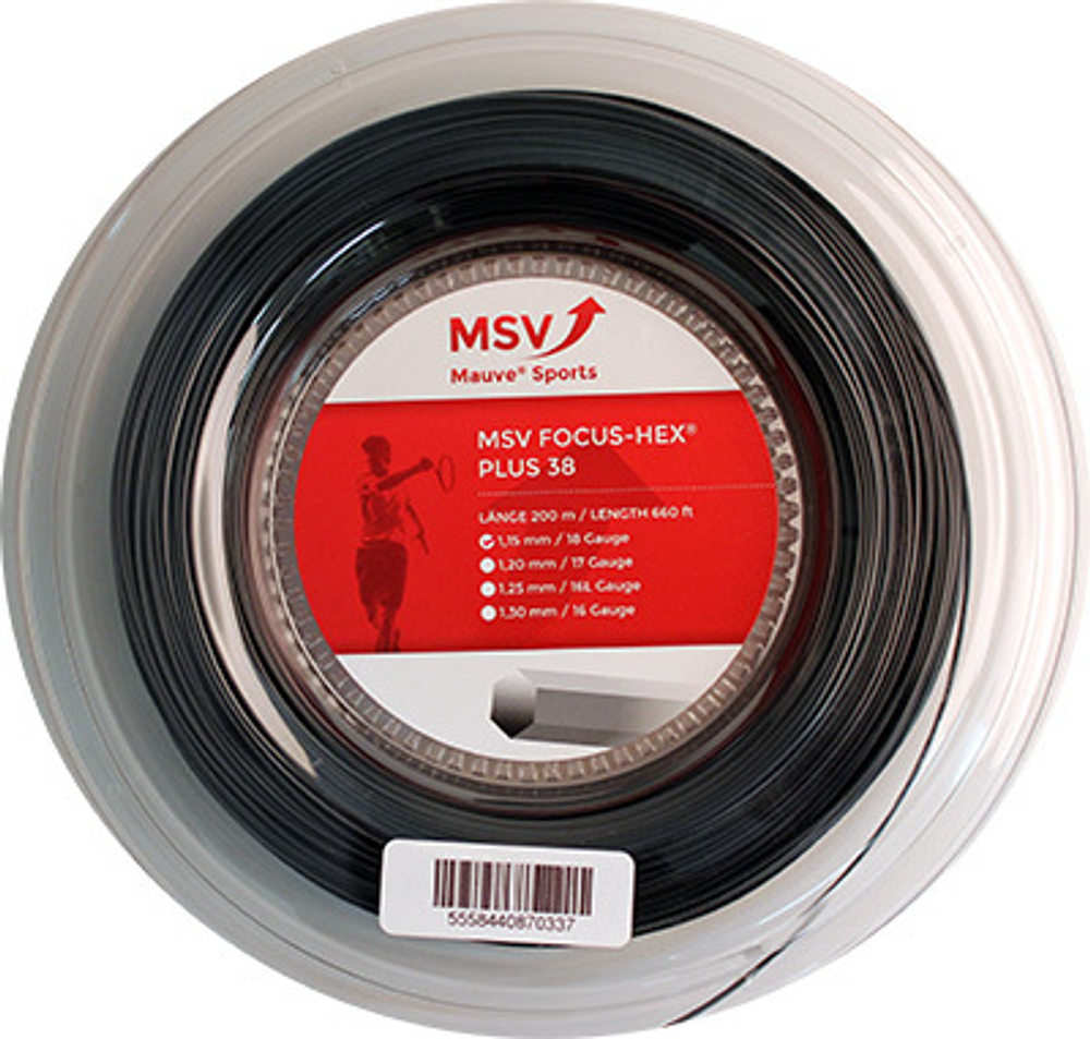 Струны теннисные MSV Focus Hex Plus 38 (200 m) - black