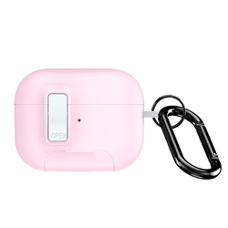 Чехол розового цвета для наушников AirPods Pro 2, белый цвет, Dux Ducis, серия PECQ Series (встроенная подставка для смартфона)