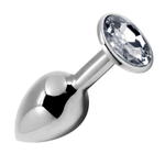 Анальная пробка 9см с прозрачным кристаллом Cnex Alive Mini Metal Butt White Size L