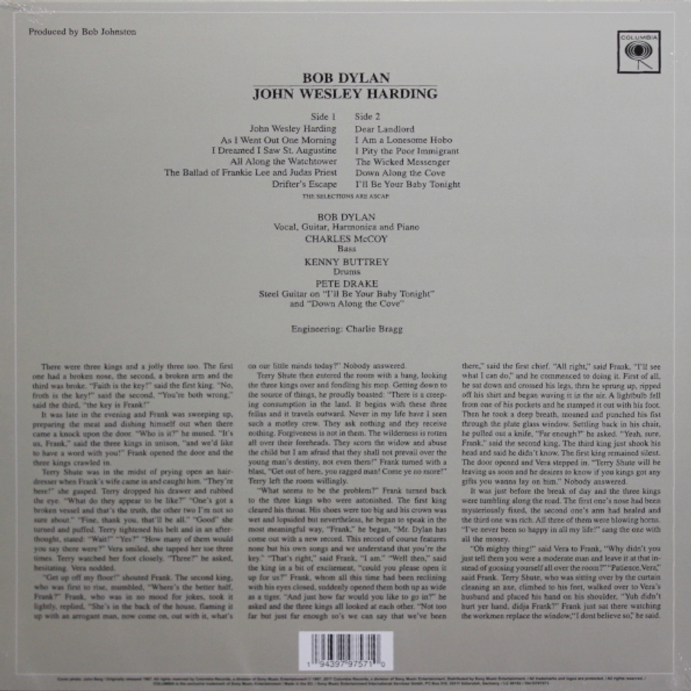 Bob Dylan / John Wesley Harding (Mono)(Coloured Vinyl)(LP)