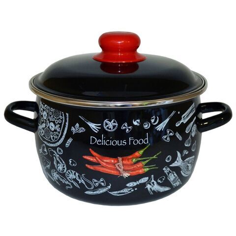 Кастрюля сталь, эмал, 5.5 л, с крыш, крышка сталь, Appetite, Chilli, 1RC221M/1МС221М, индукц