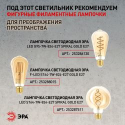 Светильник подвесной ЭРА PL10 BK под лампу E27 высота плафона 200мм подвеса 800мм черный | Подвесы в стиле LOFT