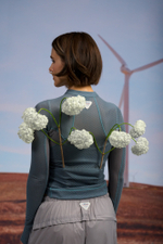 Лонгслив Nothomme Blue Wool Mesh Long Sleeve T-Shirt Women's "Wan Bo Qing"