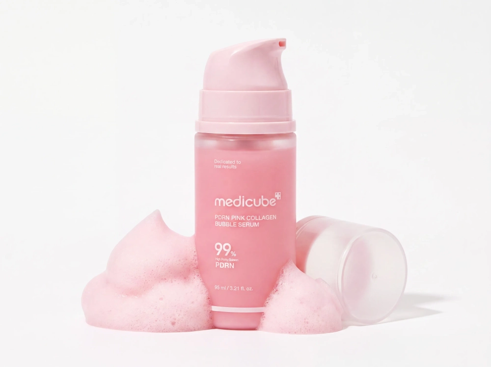 Двухфазная сыворотка с ПДРН Medicube PDRN Pink Collagen Bubble Serum для лица