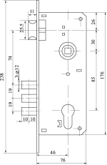 Замок цилиндровый с в комплекте с ручкой LOCKSET.9011 (SET F9011) AB бронза
