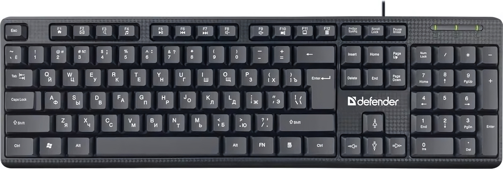 Клавиатура Defender Daily HB-162 RU,черный,104 кнопки +FN, 1.8м