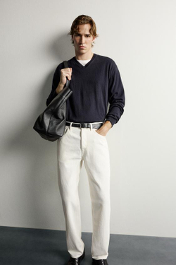 ZARA ДЖИНСЫ STRAIGHT LEG, ЖЕЛТОВАТО-БЕЛЫЙ