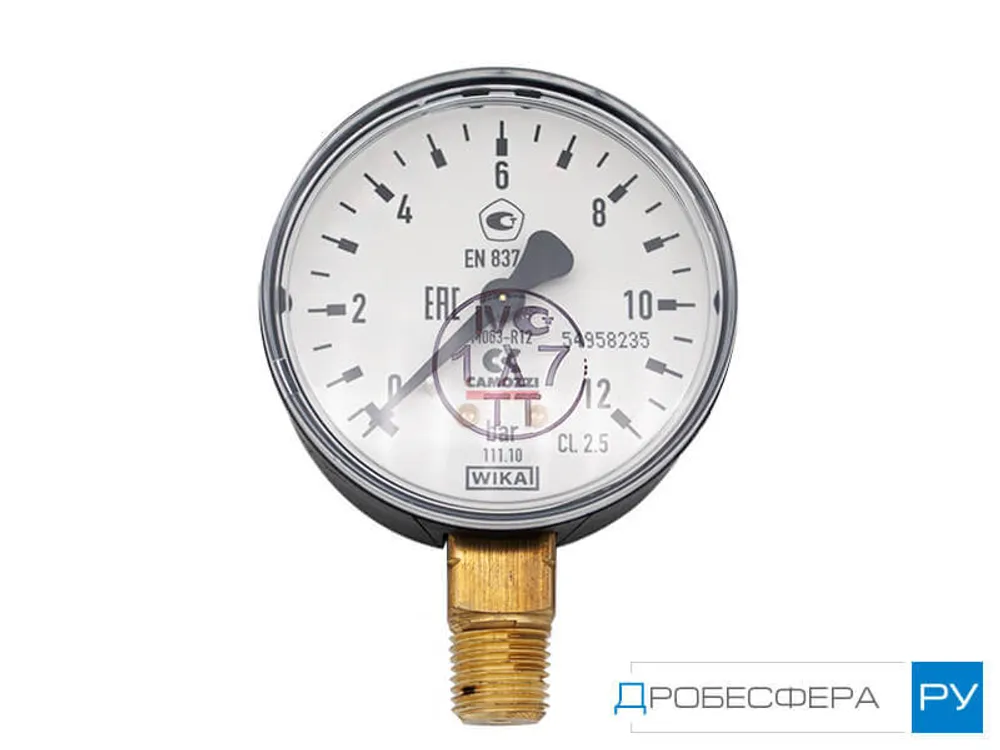 Манометр для компрессора 6 бар (0,6 МПа) радиальный R 1/4" диаметр 62 мм арт. M063-R06