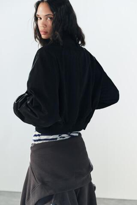 ZARA БОМБЕР С АСИММЕТРИЧНЫМ НИЗОМ, ТЕМНЫЙ ИНДИГО