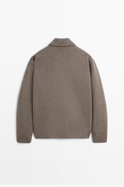 Massimo Dutti Полосатая куртка из двойной шерстяной смеси, норка