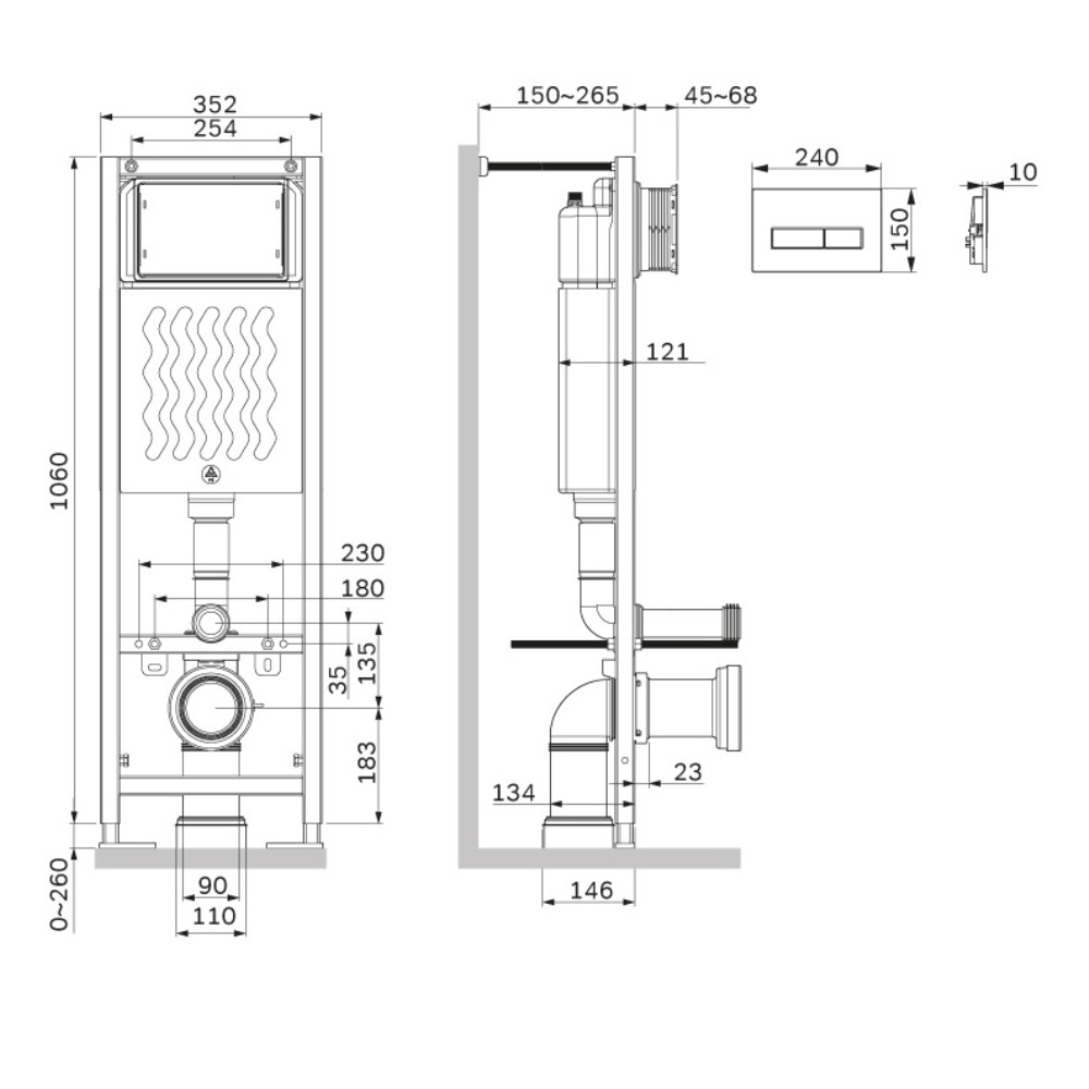 Инсталляция для подвесного унитаза с клавишей ErgoFit M AM.PM ErgoFit I012711.0301