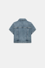 УКОРОЧЕННАЯ ДЖИНСОВАЯ РУБАШКА TRF С АССИМЕТРИЧНЫМ НИЗОМ — ZARA