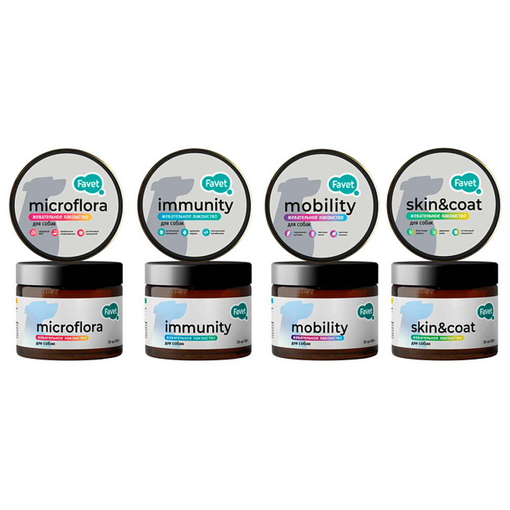 Функциональное лакомство Favet SuperFlora Soft Chews для пищеварительной системы для собак, 120г