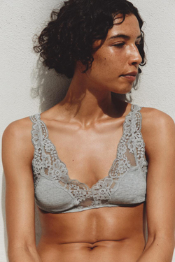 ZARA АЖУРНЫЕ ТРУСЫ С КРУЖЕВОМ, СЕРЫЙ МЕЛАНЖ