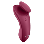 Бордовый бесшумный вибромассажер в трусики Satisfyer Sexy Secret