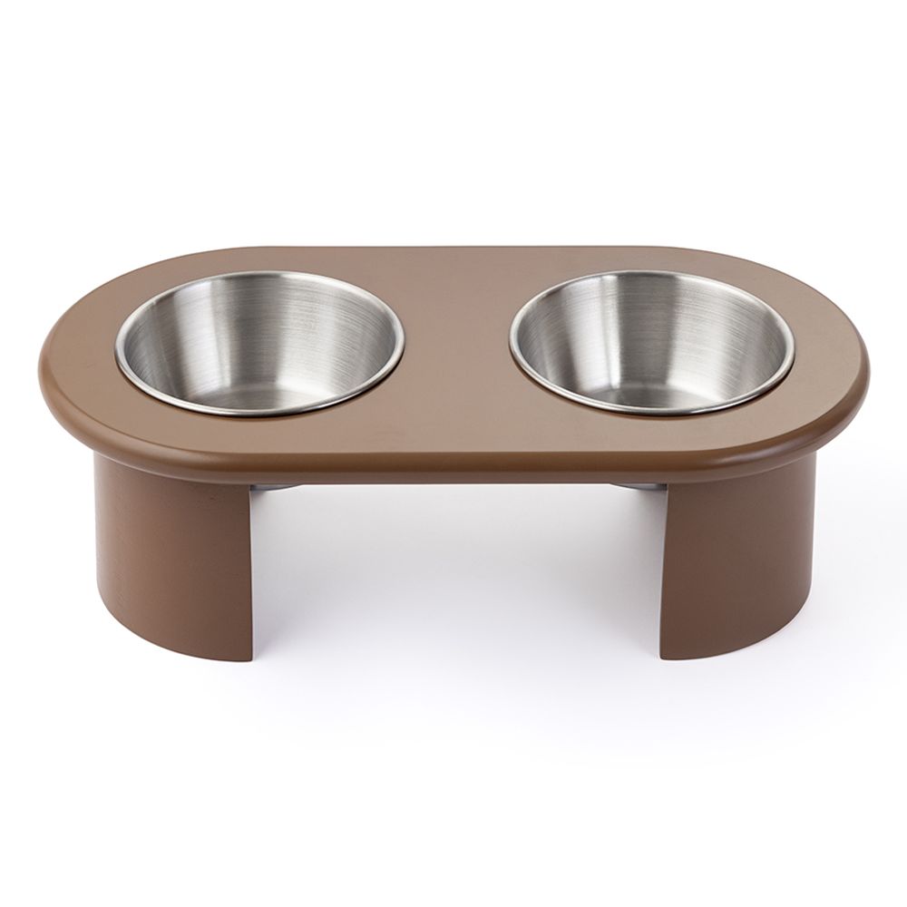 Миска двойная на подставке Плато цвета мокко из коллекции Pets Essential