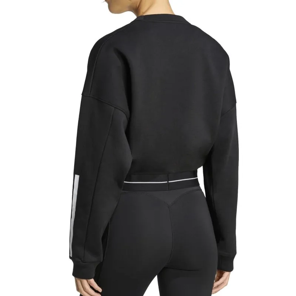 Женская Кофта теннисная Adidas Hyperglam 3-Stripes Cropped Crewneck - black