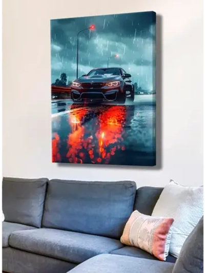 Картина "BMW под дождём", интерьерная 50х70см 1шт.