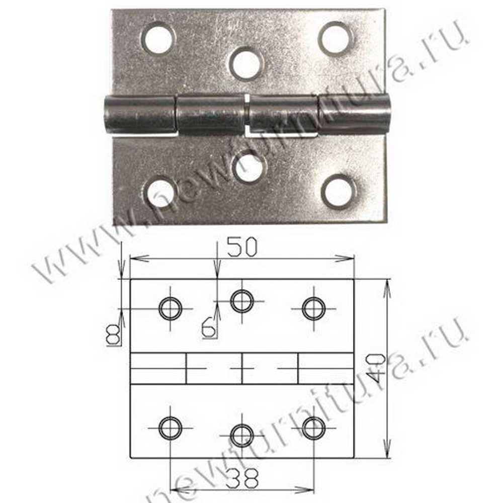 Петля карточная 50х40 никель