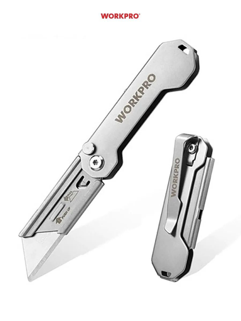 Нож строительный выдвижной универсальный + 3 лезвия WORKPRO WP213008