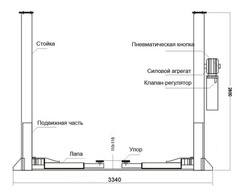 Подъемник двухстоечный GW-C4000 220 Great Wolf, 4000кг