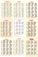 Календарики карманные 20 штук Мультфильмы СССР. 1981 - 1992 гг.