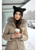 Шапка с ушками зимняя ангора вязаная