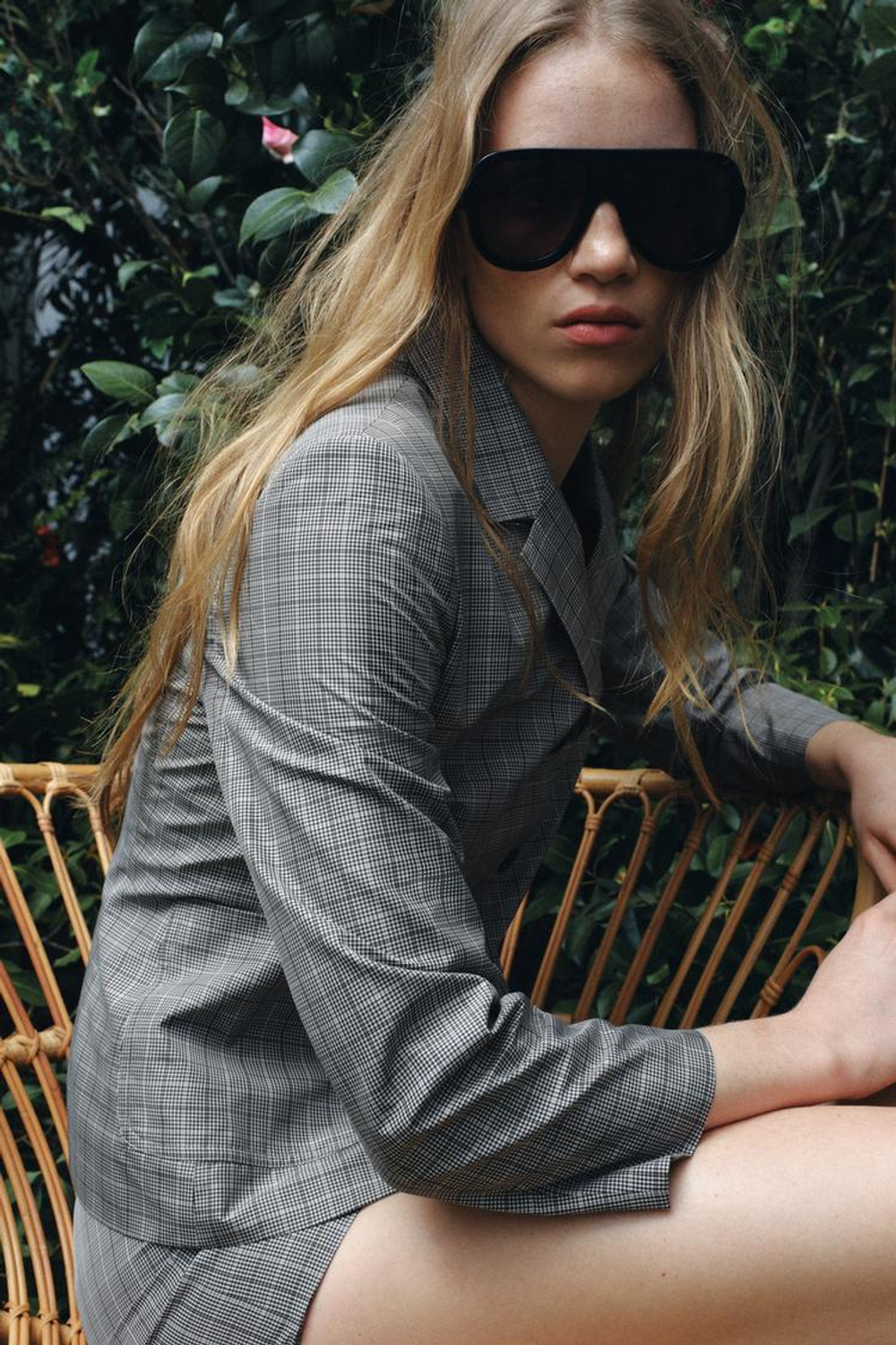 ZARA БЛЕЙЗЕР В КЛЕТКУ — ZW COLLECTION, ЧЕРНЫЙ/ЭКРЮ