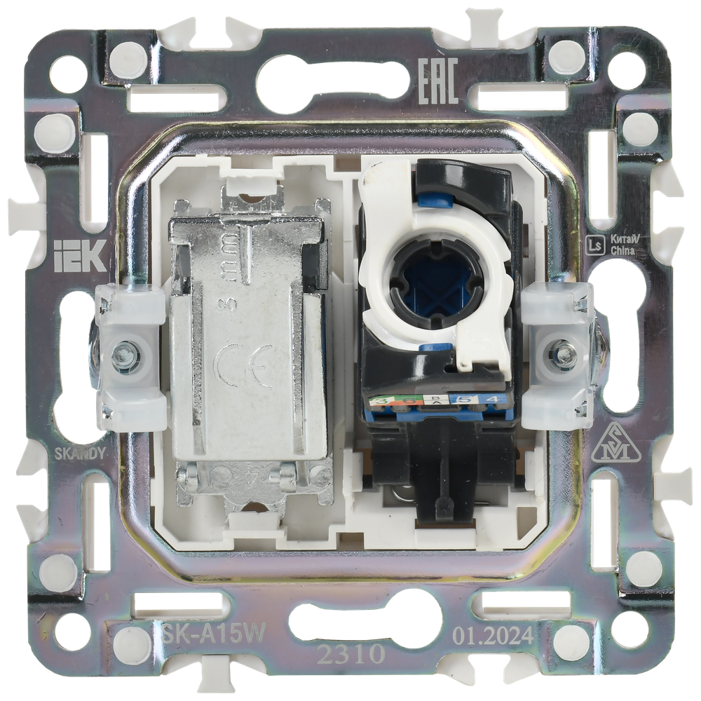 SKANDY Розетка двойная TV+RJ45 кат.6 SK-A15W арктический белый IEK