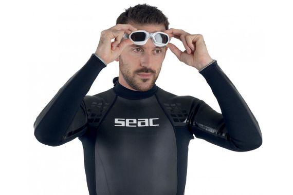 Очки для плавания Seac Sub Aquatech тонированные стекла белый/серебристый