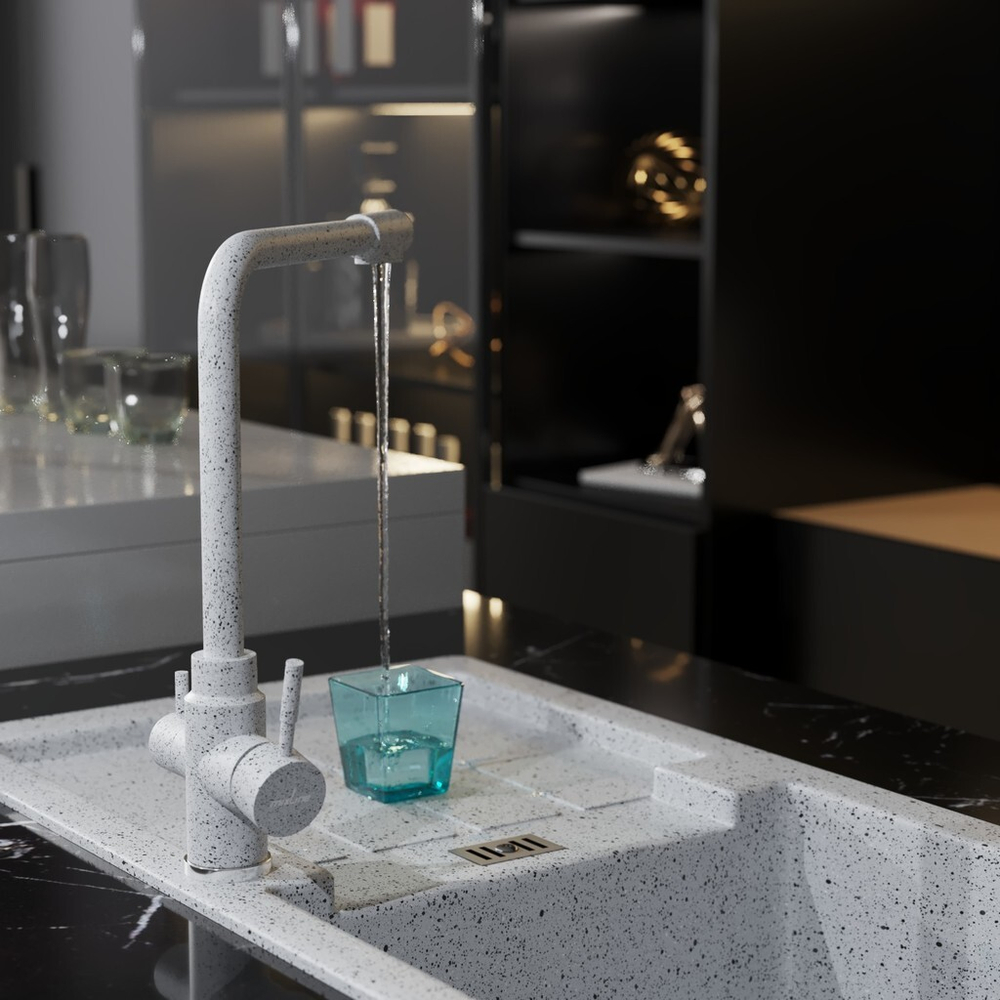 Смеситель для кухни 35к MIXLINE МЛ-ГС13 (ML-GS13) (310) серый с вых. для питьевого фильтра