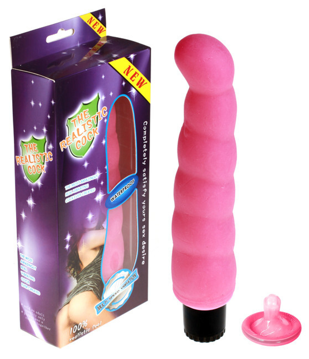 Розовый вибратор с нежной насадкой The Realistic Cock (Цвет: розовый)