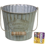 Кашпо для цветов «FLOWERS & GARDEN» Ведро с ручкой 15,5*13см