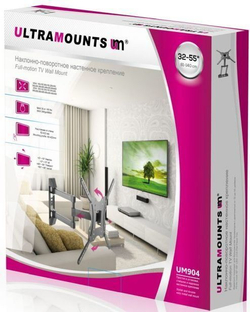 Кронштейн для телевизора Ultramounts UM 904 черный 32"-55" макс.30кг настенный поворотно-выдвижной и наклонный