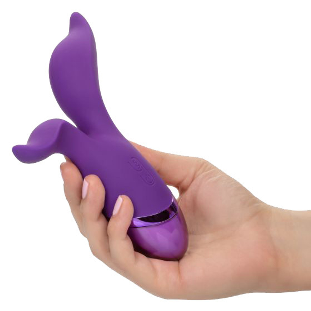 Фиолетовый раздвоенный вибромассажер 15,25см California Exotic Novelties  Aura Duo SE-0735-25-3