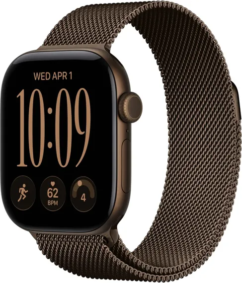 Часы Apple Watch Series 12, 42 мм, алюминий тёмно-бронзового цвета, миланский сетчатый браслет цвета «тёмная бронза»