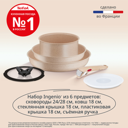 Набор посуды со съемной ручкой Tefal Ingenio Delight L7839622 6 предметов