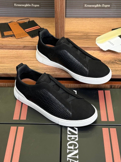 Кеды Zegna Triple Stitch с вставками кожи крокодила