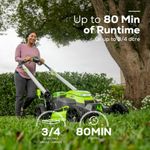 Cамоходная аккумуляторная газонокосилка Greenworks GD60LM61 Twin Force, 60v, 61 см, (2519107UG), с аккумулятором 5 А·ч и зарядным устройством