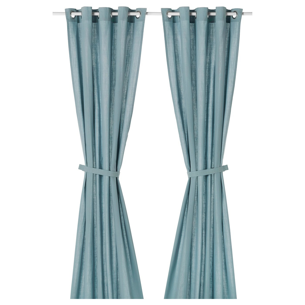 IKEA RITVA  (ИКЕА РИТВА)  -  Занавеска на люверсах, 2 шт. - серо-голубая 145x300 см