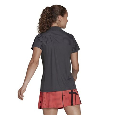 Женское поло Adidas W Club Graphic Polo - grey six/acid red
