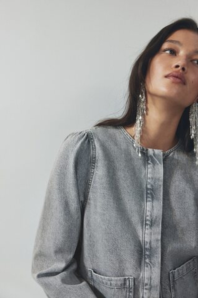 Джинсовый жакет с пышными рукавами - H&M