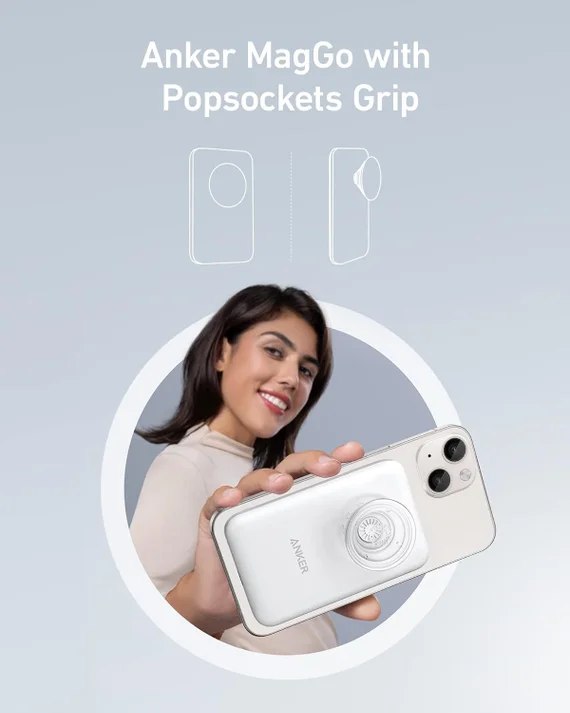Внешний аккумулятор Anker 622 PopSockets MagGo Power Bank 5000 mAh для iPhone c Magsafe A1612 белый