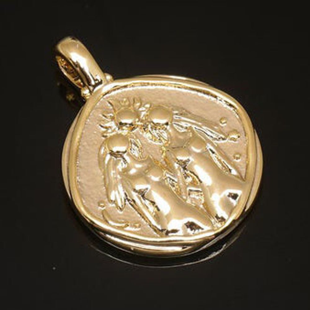 Подвеска Знак Зодиака Близнецы (Юж.Корея), позолота, размер 20*15 мм, цена за 1 шт