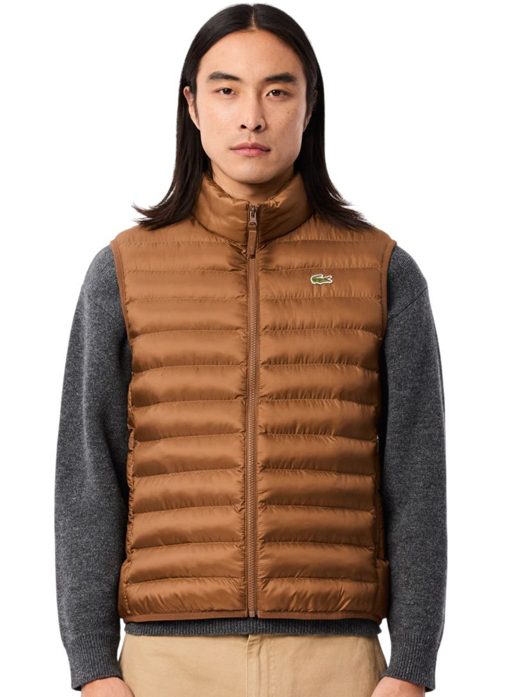 Мужская теннисная жилетка Lacoste Water Repellent Puffed - light brown