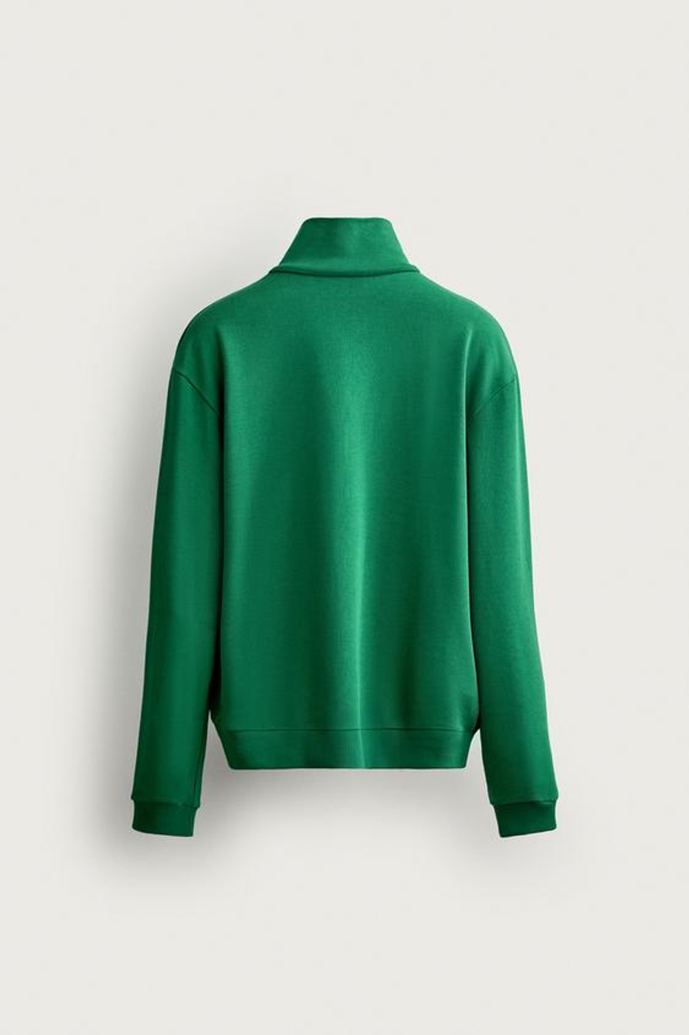 ZARA ТОЛСТОВКА СВОБОДНОГО КРОЯ НА КОНТРАСТНОЙ МОЛНИИ, ЗЕЛЕНЫЙ МЕЛАНЖ