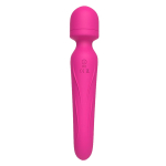 Ярко-розовый двусторонний wand-вибромассажер 22,5см с рифленой ручкой Silicone Toys Mission USK-W02