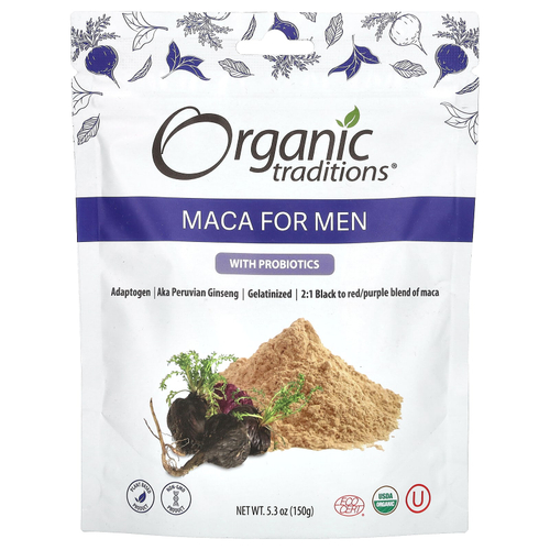 Organic Traditions, Мака для мужчин с пробиотиками, 150 г (5,3 унции)