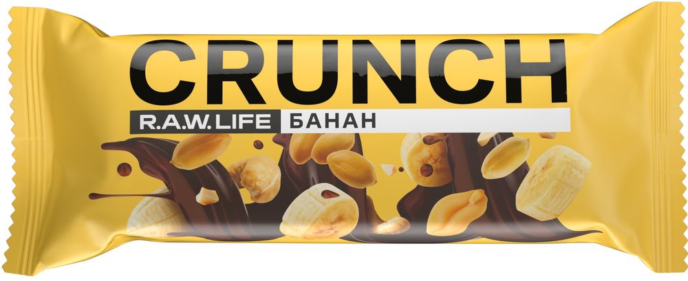 ппБатончик R.A.W.LIFE Ореховый 40гр CRUNCH Choco Банан (12)*12