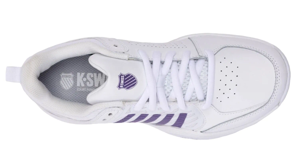 Женские теннисные кроссовки K-Swiss Court Express 2 Clay - white/purple haze/neon lavender
